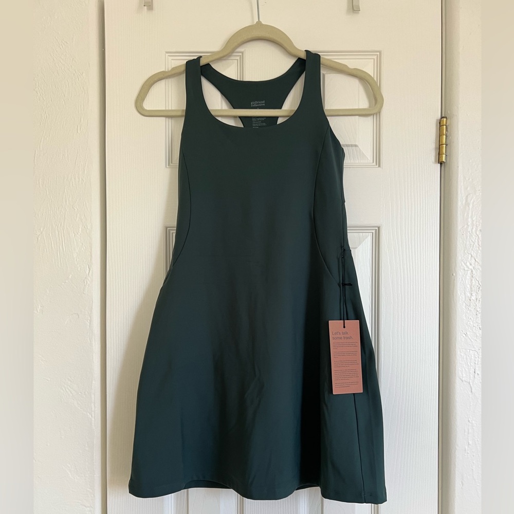 Girlfriend Collective Paloma Racerback Dress Size S in Moss NWT